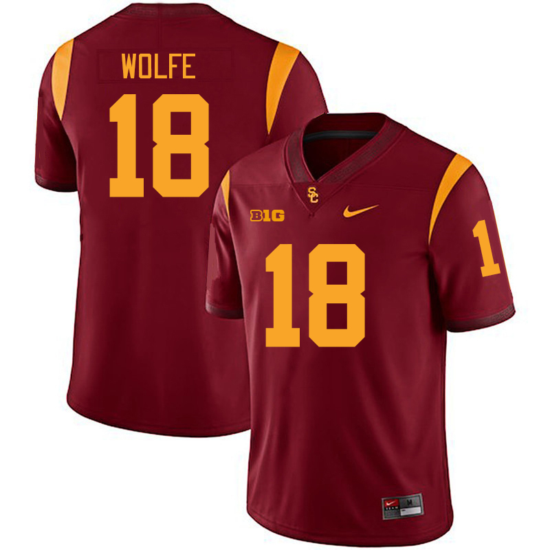 USC Trojans #18 Jude Wolfe Big 10 Conference College Football Jerseys Stitched Sale-Cardinal